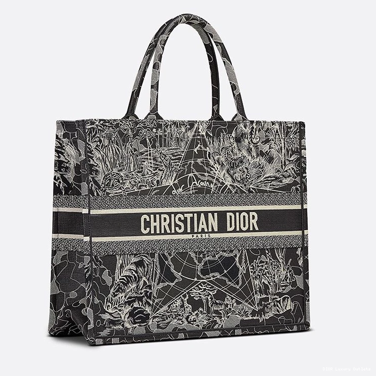 Cheap Canvas Tote Motif Black the World Around Dior Book 0816 Luxury